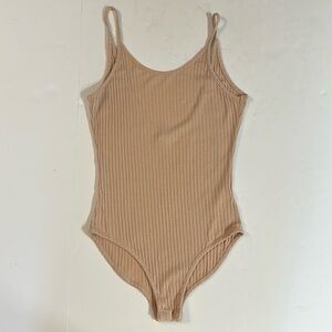 Out From Under Ribbed Bodysuit - Tan size Large